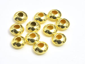 30pcs 24K Gold Vermeil Spacers, 925 Sterling Silver Beads, 3.5x1.6mm Saucer Beads-Metal Findings & Charms-BeadDirect