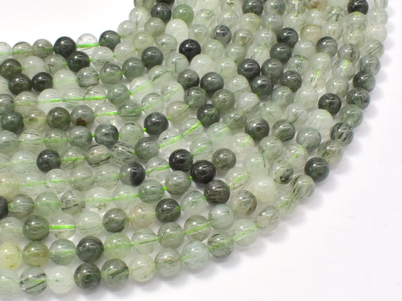 Green Rutilated Quartz Beads, 6mm Round Beads-Gems: Round & Faceted-BeadDirect