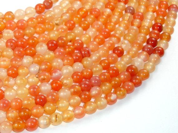 Carnelian Beads, Orange, 6mm (6.4mm) Round Beads-Gems: Round & Faceted-BeadDirect
