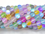 Matte Mystic Aura Quartz-Multi, 8mm (8.5mm) Round-Gems: Round & Faceted-BeadDirect