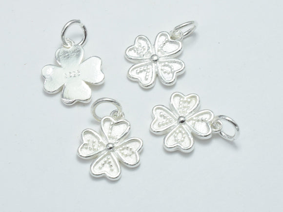 2pcs 925 Sterling Silver Charms, Four Leaf Clover Charms, 10mm-BeadDirect