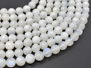 White Rainbow Moonstone Beads, 8mm (8.5mm) Round Beads-BeadDirect