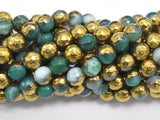 Mystic Coated Banded Agate-Green & Gold, 8mm, Faceted-BeadDirect