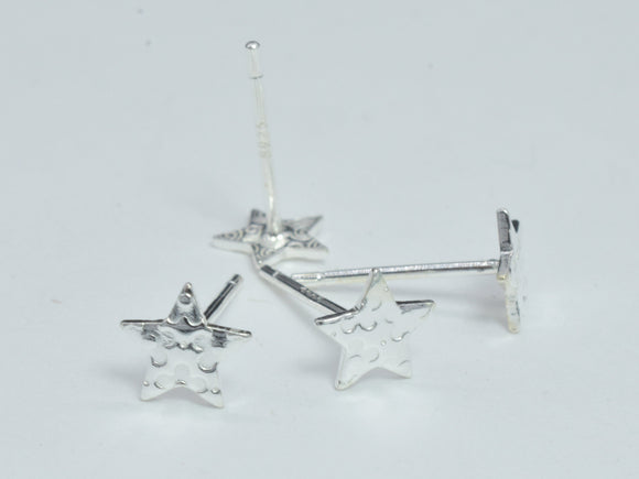 10pcs (5pairs) 925 Sterling Silver Star Pad Earring Stud Post, 6mm Star Pad, 11mm Long-BeadDirect