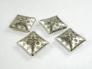 Metal Spacer, Square Spacer, Zinc Antique Silver Tone, 22x22x6mm, 5 pcs-Metal Findings & Charms-BeadDirect