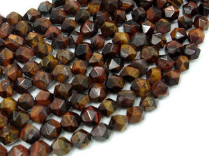 Red Tiger Eye, 8mm Star Cut Faceted Round-Gems: Round & Faceted-BeadDirect