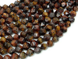 Red Tiger Eye, 8mm Star Cut Faceted Round-Gems: Round & Faceted-BeadDirect