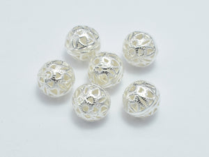 4pcs 6mm 925 Sterling Silver Beads, 6mm Filigree Round Beads-Metal Findings & Charms-BeadDirect