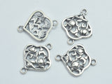2pcs 925 Sterling Silver Bead Connector, Flower Connector, Rose Connector, 15x12mm-BeadDirect