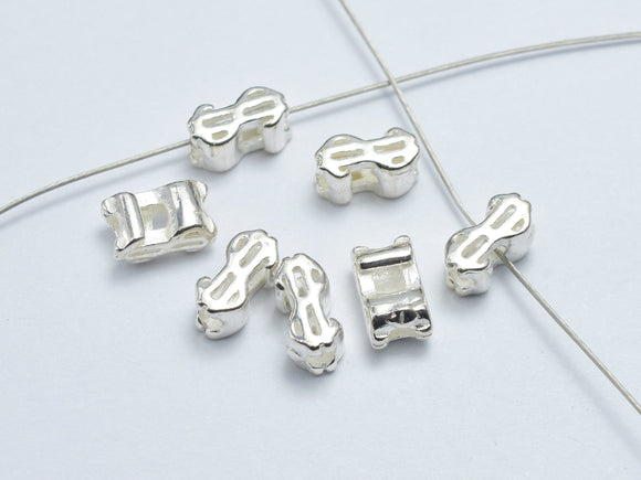 4pcs 925 Sterling Silver Dollar Sign Beads, 7x3.8mm-BeadDirect