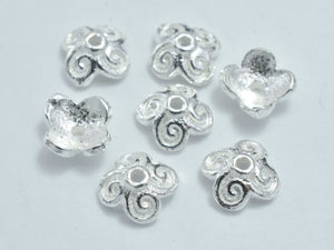 20pcs 925 Sterling Silver Bead Caps, 5x2mm Flower Bead Caps-Metal Findings & Charms-BeadDirect