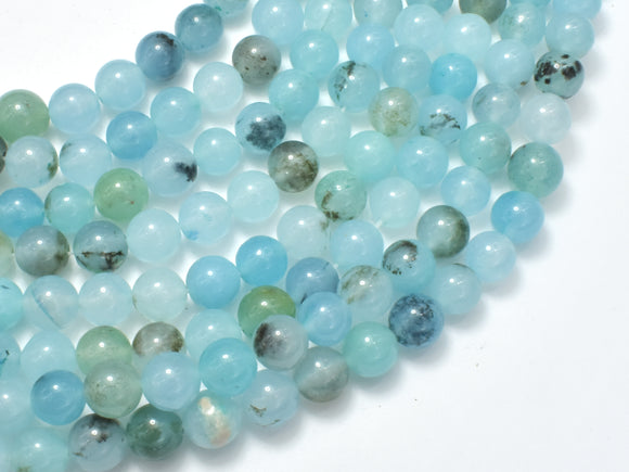 Jade Beads-Aqua Blue, 8mm (8.3mm) Round-BeadDirect