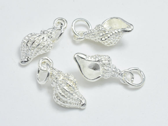 2pcs 925 Sterling Silver Charms, Shell Charm, 7x16mm-BeadDirect