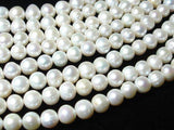 Fresh Water Pearl Beads-White, 8-9mm Potato Beads-Pearls & Glass-BeadDirect