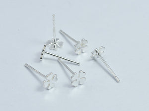 10pcs (5pairs) 925 Sterling Silver Flower Pad Earring Stud Post 5mm Pad, 11mm Long-BeadDirect