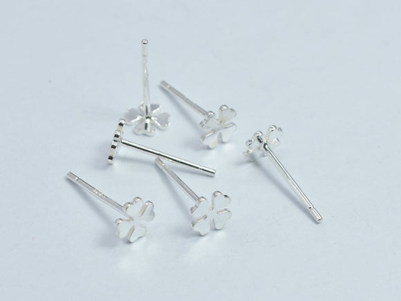 10pcs (5pairs) 925 Sterling Silver Flower Pad Earring Stud Post 5mm Pad, 11mm Long-BeadDirect