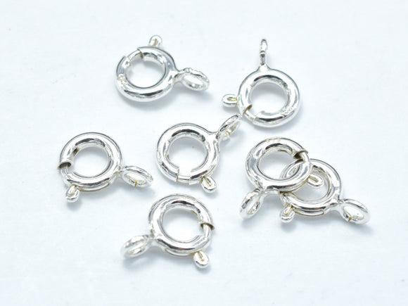 10pcs 925 Sterling Silver Spring Ring, 6mm Round Clasp, with 3mm Ring-Metal Findings & Charms-BeadDirect
