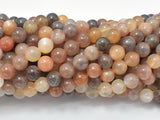 Peach / Gray / White Mixed Moonstone, 8mm Round Beads-Gems: Round & Faceted-BeadDirect