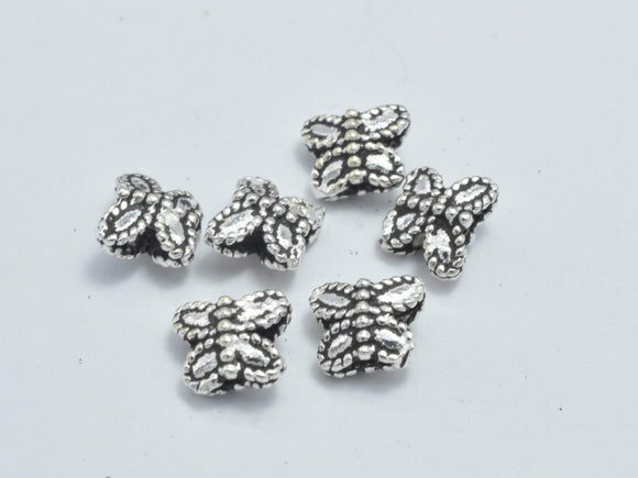 8pcs 925 Sterling Silver Beads-Antique Silver, Butterfly, 6x5mm-Metal Findings & Charms-BeadDirect