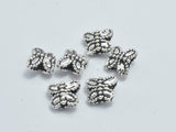 8pcs 925 Sterling Silver Beads-Antique Silver, Butterfly, 6x5mm-Metal Findings & Charms-BeadDirect