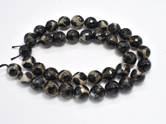 Tibetan Agate, 10mm Faceted Round Beads-BeadDirect