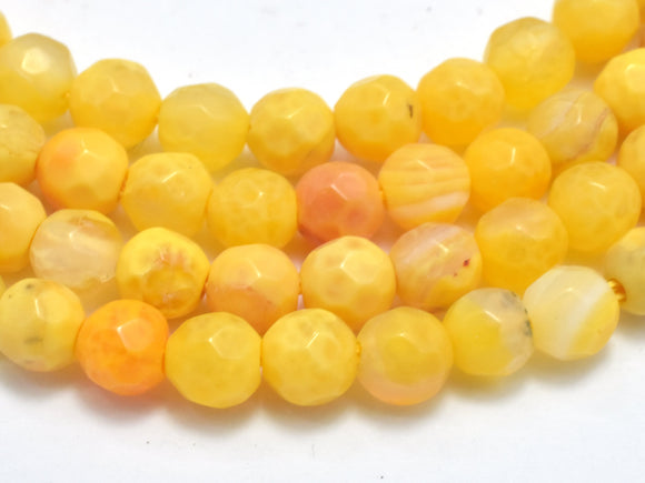 Agate Beads-Yellow, 4mm Faceted Round, 15 Inch-Gems: Round & Faceted-BeadDirect