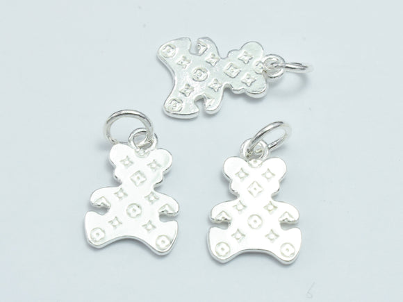 2pcs 925 Sterling Silver Charms, Bear Charms, 10x15mm-BeadDirect