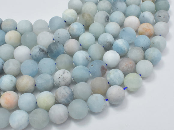 Matte Aquamarine Beads, 10mm Round Beads-Gems: Round & Faceted-BeadDirect