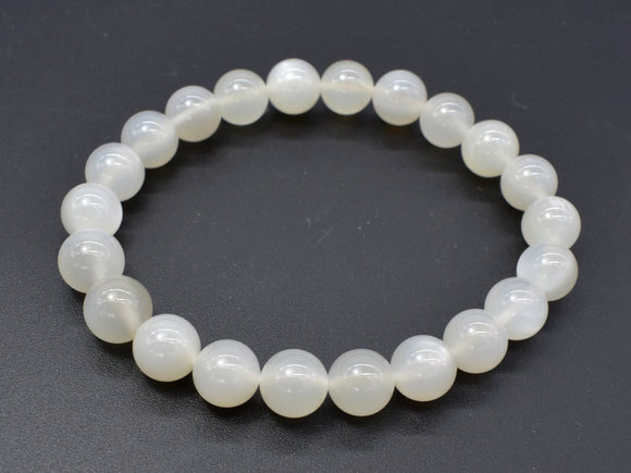 Moonstone Beads, Light Gray Moonstone Bracelet, 8mm Round Beads-Gems: Round & Faceted-BeadDirect