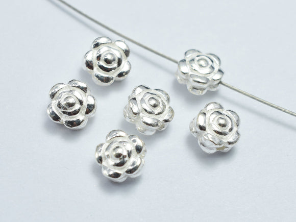 4pcs 925 Sterling Silver Beads - Flower, 5.4mm-BeadDirect
