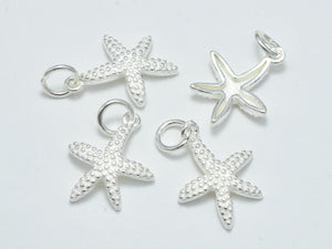 2pcs 925 Sterling Silver Charms, Starfish Charm, 13x17mm-BeadDirect