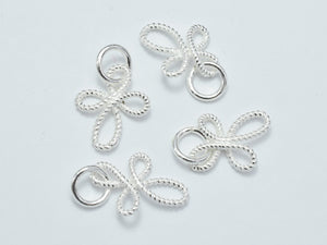 4pcs 925 Sterling Silver Charms, Flower Charms, 13x10mm-BeadDirect
