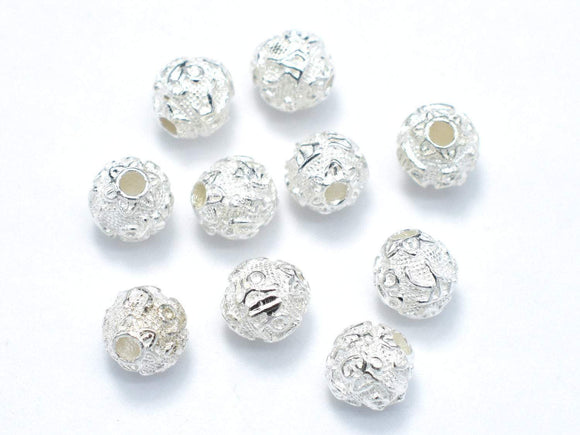 6mm 925 Sterling Silver Beads, 6mm Round Beads, 4pcs-Metal Findings & Charms-BeadDirect