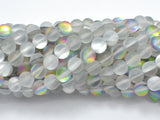Matte Mystic Aura Quartz-Silver, Rainbow, 8mm-Gems: Round & Faceted-BeadDirect