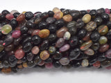 Watermelon Tourmaline, 6x8mm Nugget Beads, 15.5 Inch-BeadDirect