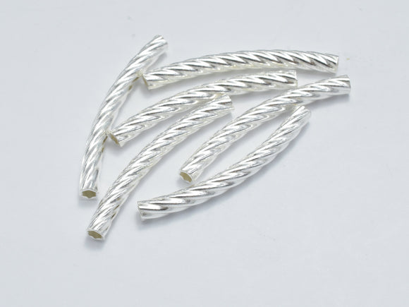 4pcs 925 Sterling Silver Twisted Curved Tube, Curved Tube, 2.5x25mm-Metal Findings & Charms-BeadDirect