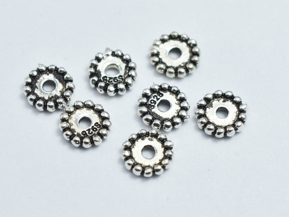 10pcs 925 Sterling Silver Spacers-Antique Silver 5mm Daisy Spacer-BeadDirect