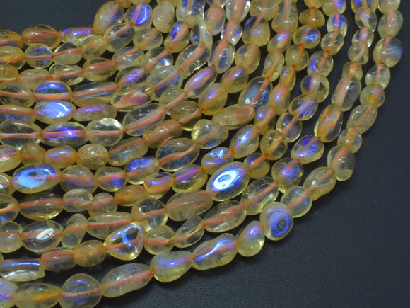 Mystic Coated Citrine Beads, AB Coated, 6x8mm Nugget-Gems: Nugget,Chips,Drop-BeadDirect