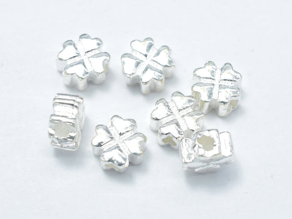 4pcs 925 Sterling Silver Beads-Flower, 5x5mm-Metal Findings & Charms-BeadDirect