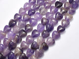 Amethyst 10mm Heart Beads, 15 Inch-BeadDirect