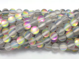 Matte Mystic Aura Quartz-Rainbow, 8mm Round-Gems: Round & Faceted-BeadDirect