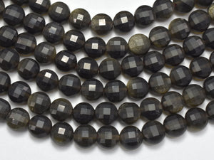 Golden Obsidian, 4mm (4.5mm) Faceted Coin-Gems:Oval,Rectangle,Coin-BeadDirect