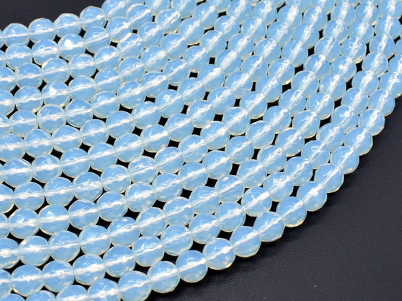 White Opalite Beads, 6 mm Faceted Round Beads-Gems: Round & Faceted-BeadDirect