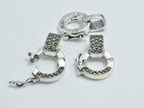 1pc 925 Sterling Silver Marcasite Clasp, 10.5mm Round, Loop Hole 4x3mm-BeadDirect