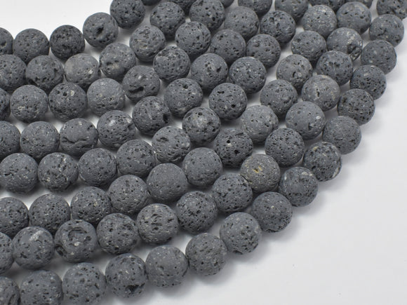 Unwaxed Black Gray Lava, 6mm (6.5mm) Round-Gems: Round & Faceted-BeadDirect