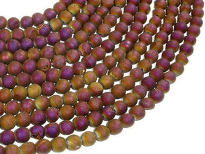 Druzy Agate Beads, Purple Gold Geode Beads, 6mm (6.5 mm) Round-Agate: Round & Faceted-BeadDirect