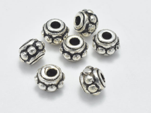 6pcs 925 Sterling Silver Beads-Antique Silver, 4.6mm Rondelle-Metal Findings & Charms-BeadDirect