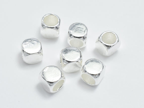 6pcs 925 Sterling Silver Beads, 4mm Cube Beads-Metal Findings & Charms-BeadDirect
