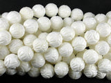 Tridacna Shell Beads, 10mm (10.5mm) Carved Lotus Flower Round Beads-Gems: Round & Faceted-BeadDirect