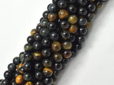 Blue / Yellow Tiger Eye, 8 mm Round Beads, 15.5 Inch-BeadDirect